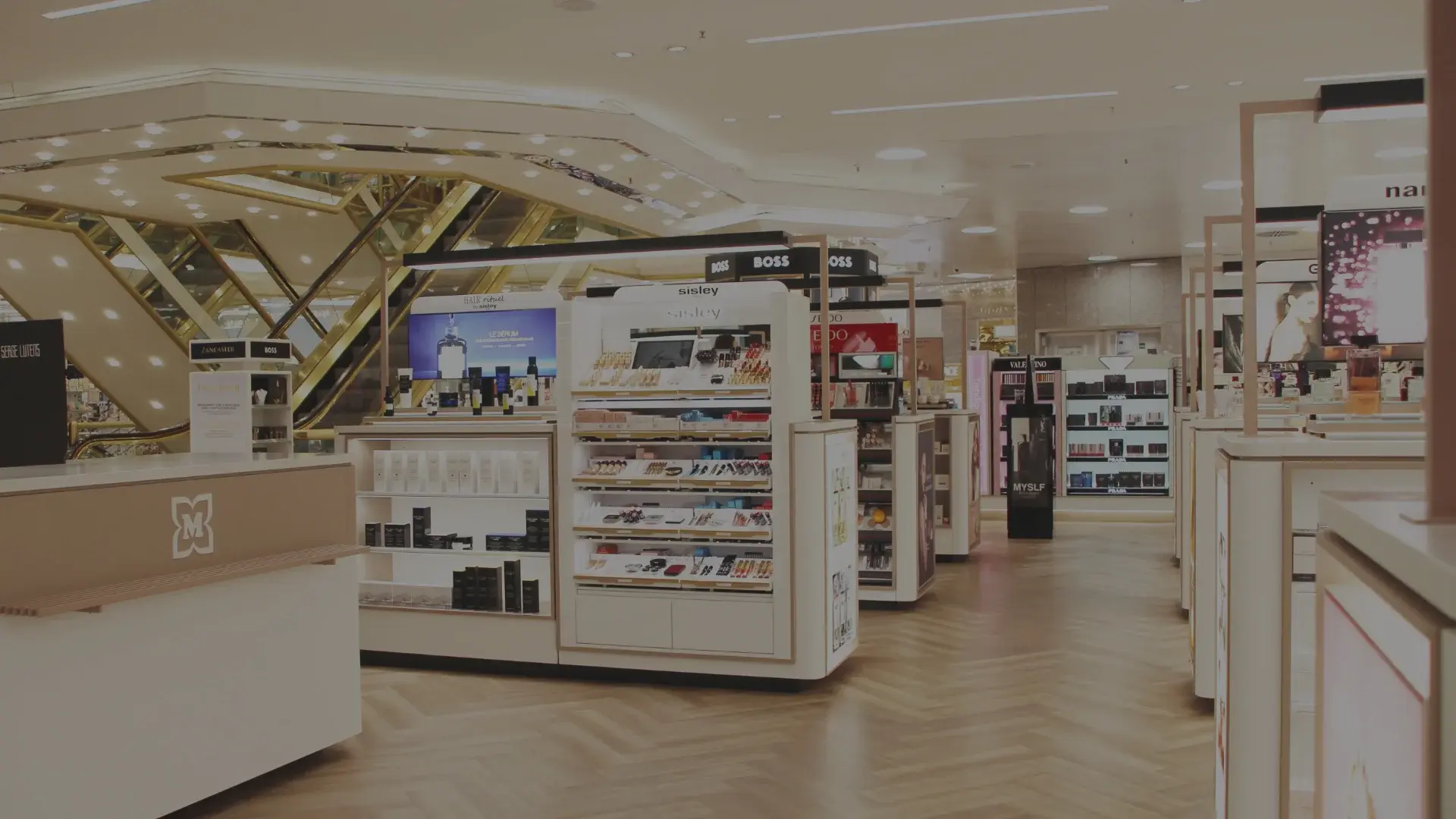 perfumery shop with gondolas and displays