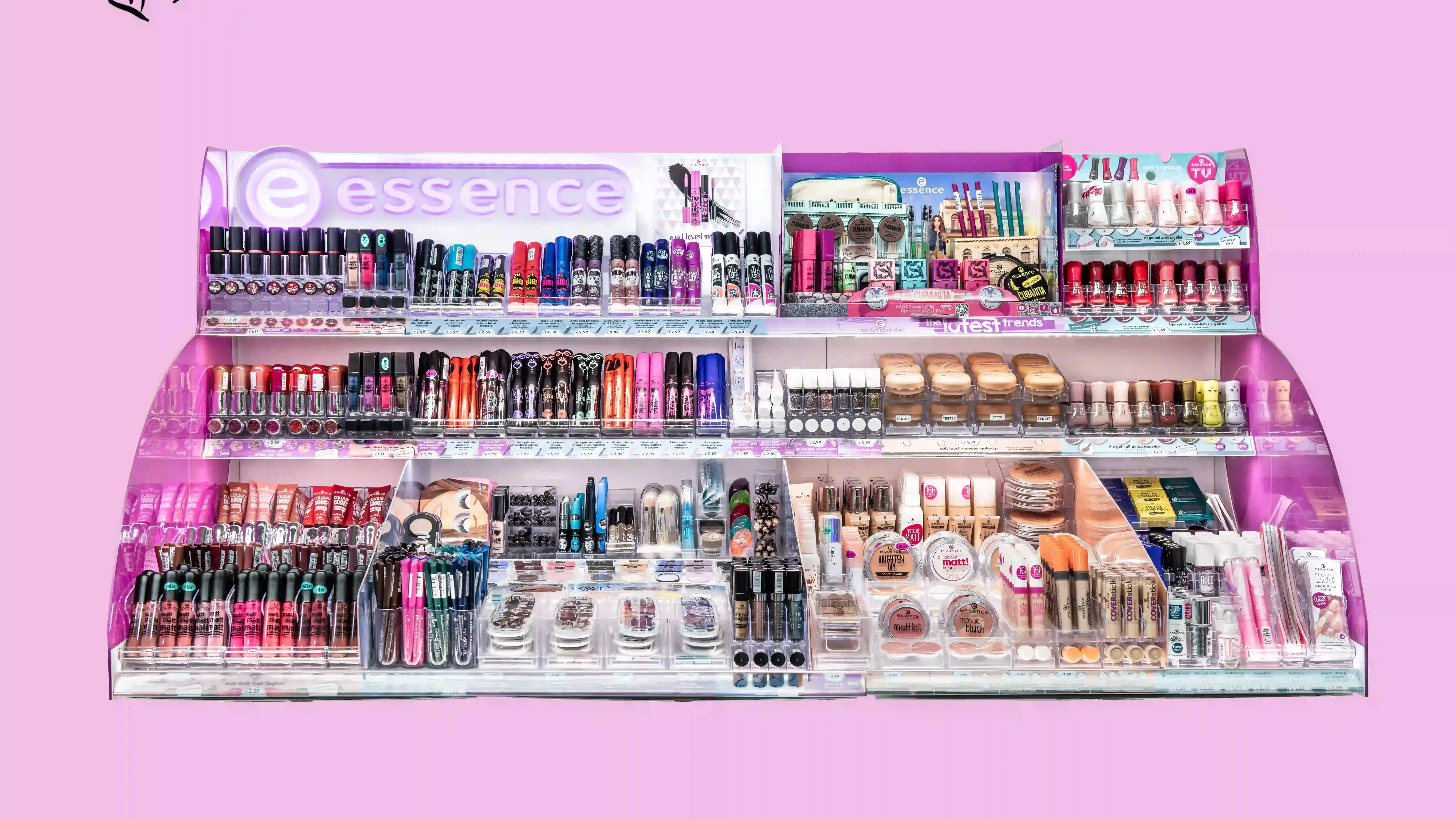 table top display essence cosmetics